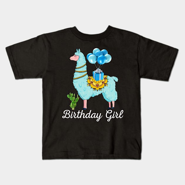 Cool Cute Alpaca Llama Cactus Girls Birthday Party Animal Kids T-Shirt by reginaturner